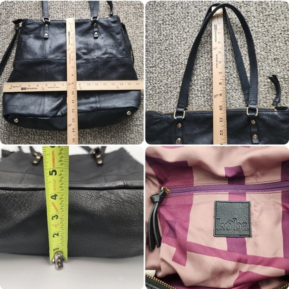 Kooba Everette Shoulder Tote Bag Black Slouchy Soft Pebbled Leather Expandable - Picture 15 of 15